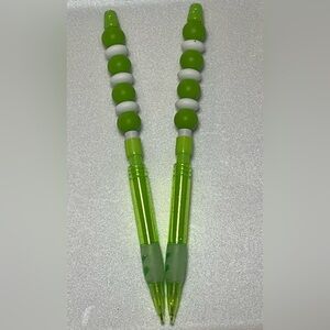 Green and White Beaded Mechanical Pencil Set- 2 Pack